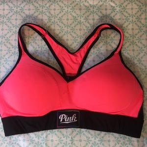Pink! Coral and Black Sports Bra